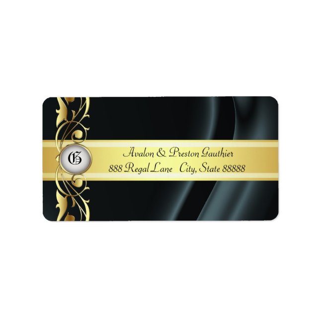 Marquis Black & Gold Silk Address Labels (Front)