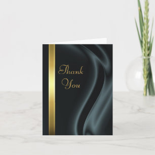 Marquis Black Silk Gold Thank You Notecard