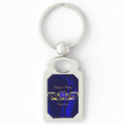 Marquis Blue Silk Gold Scroll Keychain