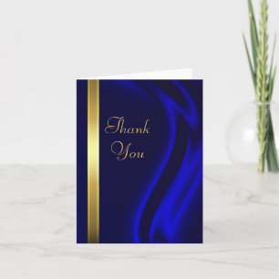 Marquis Blue Silk Gold Thank You Notecard
