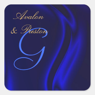 Marquis Blue Silk Square Monogram Sticker