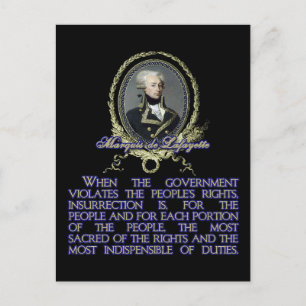 Marquis de Lafayette Quote on Insurrection Postcard