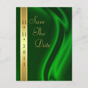 Marquis Green Silk Gold Save The Date Postcard
