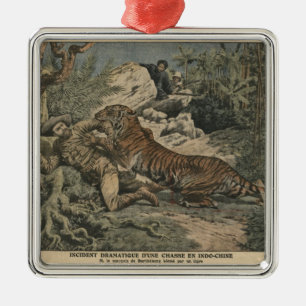 Marquis of Barthelemy wounded by a tiger Metal Tree Decoration
