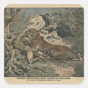 Marquis of Barthelemy wounded by a tiger Square Sticker