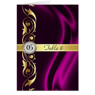 Marquis Pink Silk Gold Scroll Table Card