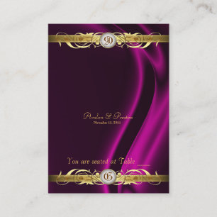 Marquis Pink Silk Gold Scroll Table Placecard