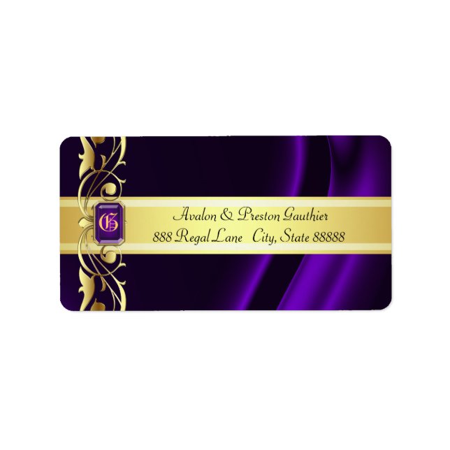Marquis Purple & Gold Silk Address Labels (Front)