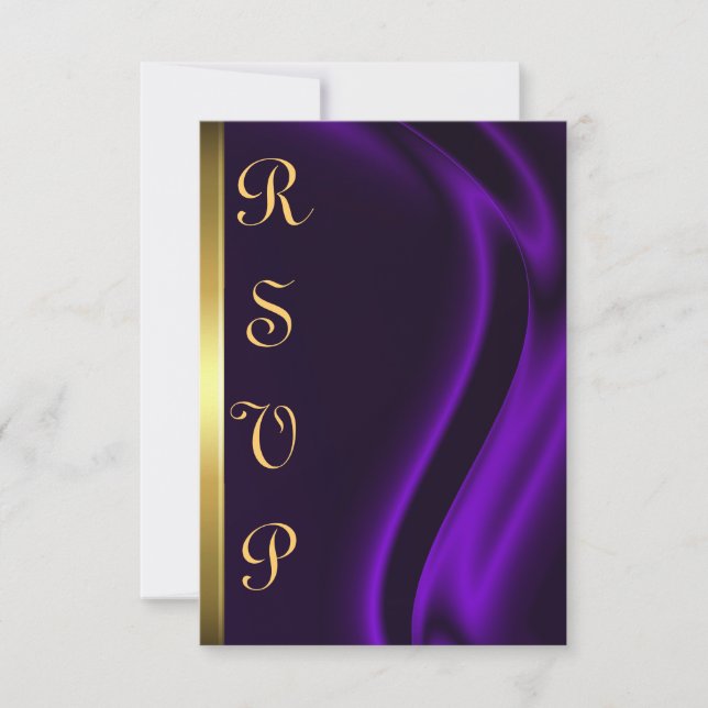 Marquis Purple Silk Gold RSVP Card (Front)