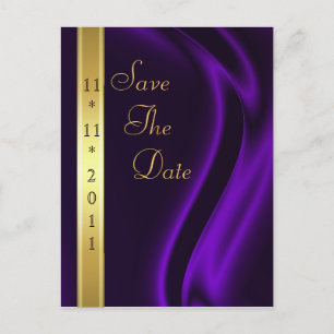Marquis Purple Silk Gold Save The Date Postcard