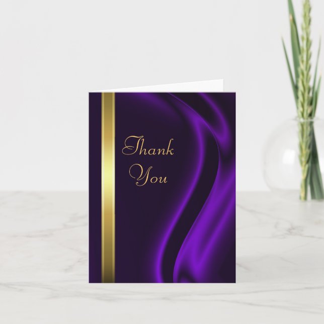 Marquis Purple Silk Gold Thank You Notecard (Front)
