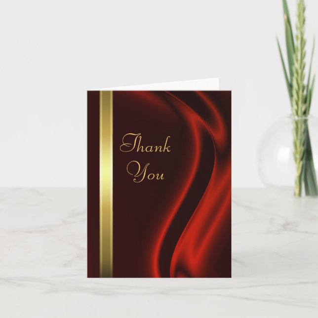 Marquis Red Silk Gold Thank You Notecard (Front)