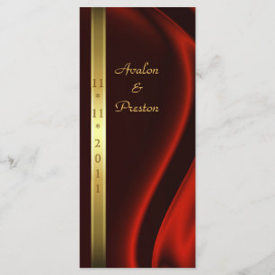 Marquis Red Silk Gold Wedding Program Programme
