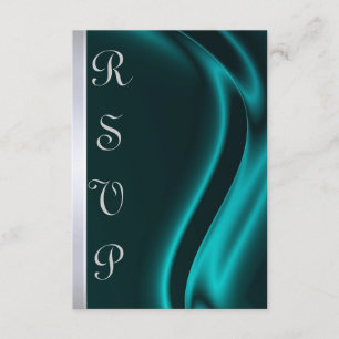 Marquis Teal Silk Silver RSVP Card