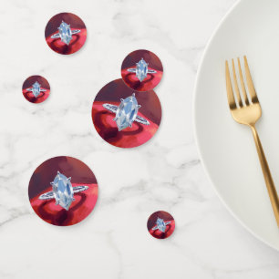 Marquise Diamond Engagement Ring Red Watercolor Confetti