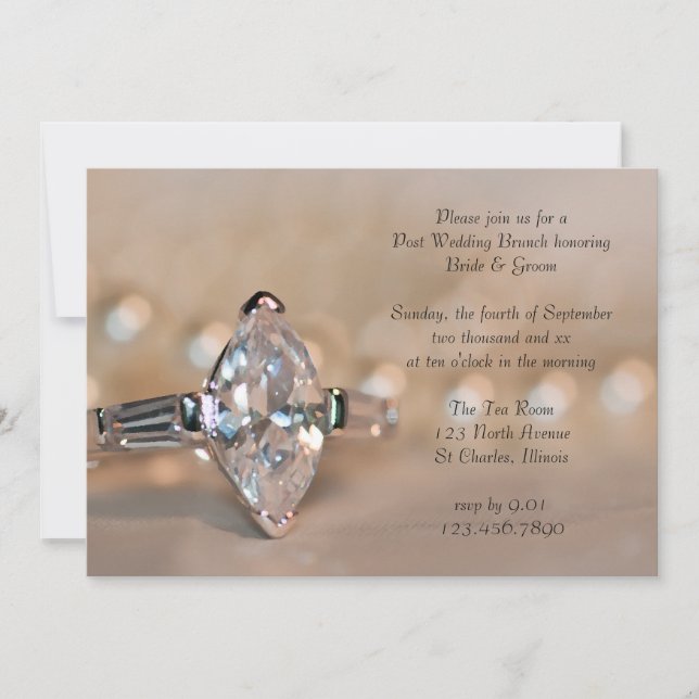 Marquise Diamond Ring Post Wedding Brunch Invitation (Front)