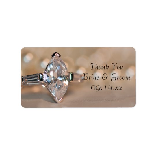 Marquise Diamond Ring Wedding Thank You Favour Tag Address Label