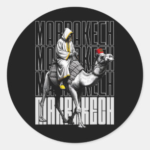 Marrakech Camel Sunset Morocco Flag Marrakesh Love Classic Round Sticker