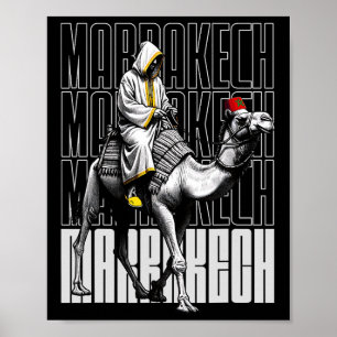 Marrakech Camel Sunset Morocco Flag Marrakesh Love Poster