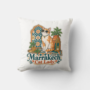 Marrakech Cat Lady Throw Pillow Cat Decor