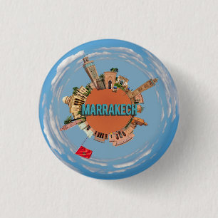 marrakech city little tiny planet morocco architec 3 cm round badge