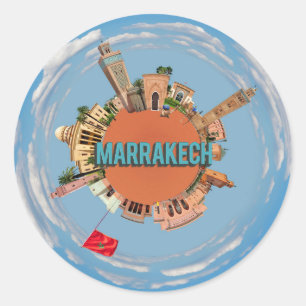marrakech city little tiny planet morocco architec classic round sticker