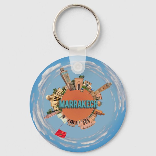 marrakech city little tiny planet morocco architec key ring (Front)