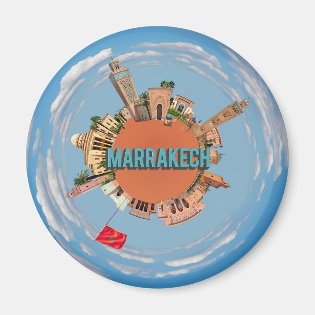 marrakech city little tiny planet morocco architec magnet (Front)