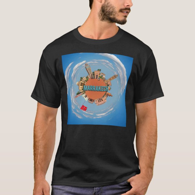 marrakech city little tiny planet morocco architec T-Shirt (Front)