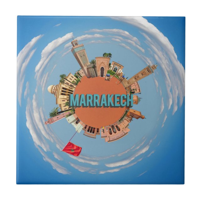marrakech city little tiny planet morocco architec tile (Front)