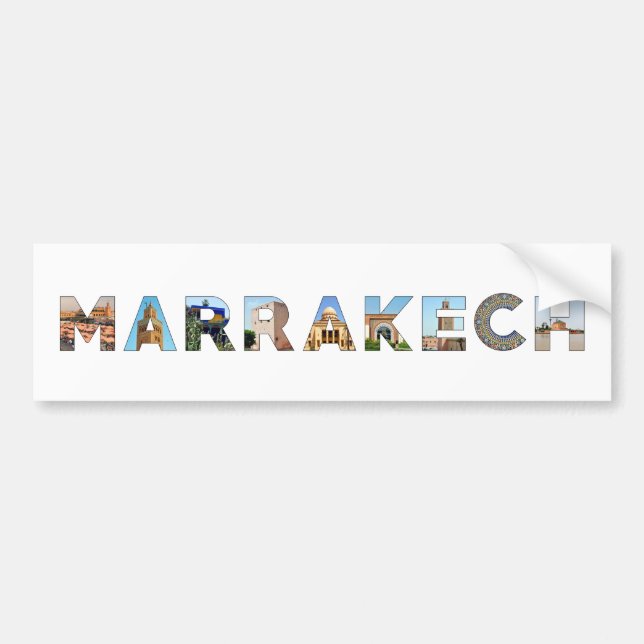 marrakech city morocco symbol text travel landmark bumper sticker (Front)