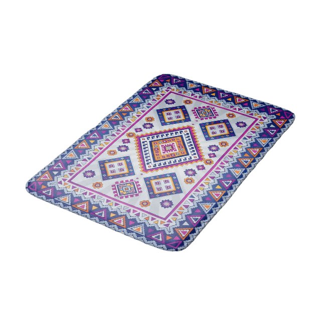 Marrakech Dream - Vibrant Moroccan Geometric Art Bath Mat (Angled)