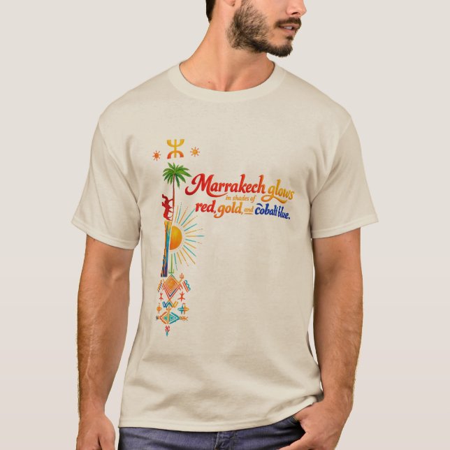 Marrakech Glows – Vibrant Moroccan Art Tee (Front)