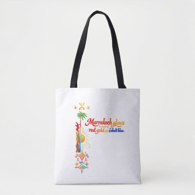 Marrakech Glows – Vibrant Moroccan Art Tee Tote Bag (Front)