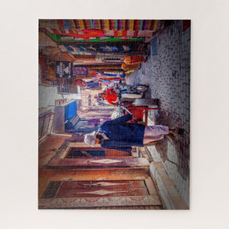Marrakech, Man pulling handcart through souk Jigsaw Puzzle