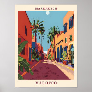 Marrakech Marocco Elegant Art Vintage Travel Poster