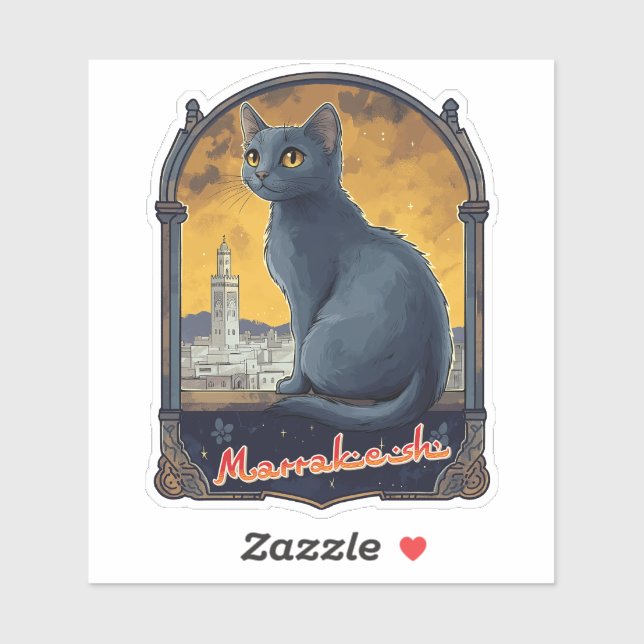 Marrakech Morocco Cat Retro (Sheet)