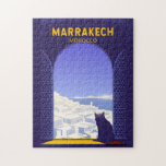 Marrakech Morocco Cat Retro Jigsaw Puzzle<br><div class="desc">Marrakech retro travel design in a retro style.</div>