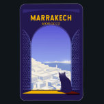 Marrakech Morocco Cat Retro Magnet<br><div class="desc">Marrakech retro travel design in a retro style.</div>