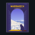 Marrakech Morocco Cat Retro Postcard<br><div class="desc">Marrakech retro travel design in a retro style.</div>
