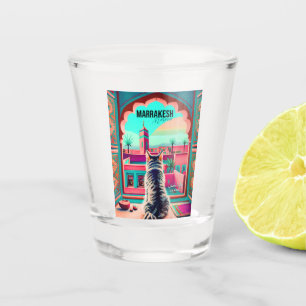 Marrakech Morocco Cat Travel Tourism Souvenir Shot Glass