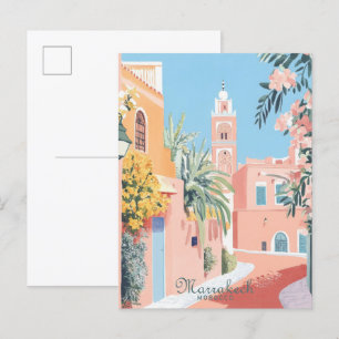 Marrakech Morocco Gouache Illustration Travel Postcard