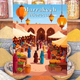 Marrakech Morocco Moroccan Souk and Market Travel Postcard