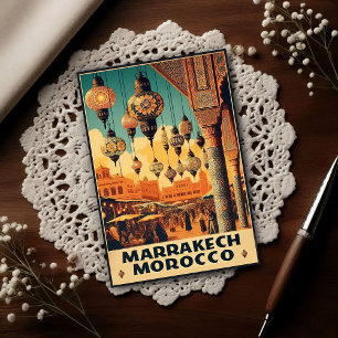 Marrakech Morocco Vintage Market Travel  Postcard