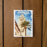 Marrakech Morocco Vintage Travel Postcard<br><div class="desc">Beautiful watercolor painting postcard showing the scenery and amazing architecture and landmarks like the koutoubia mosque of Marrakech or Marrakesh in Morocco. Works great as a travel souvenir and also gift idea to memorise your vacation in the Maghreb country.</div>