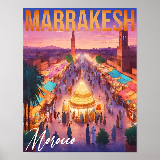 Marrakech Morocco Vintage Travel Tourism Souvenir Poster (Front)