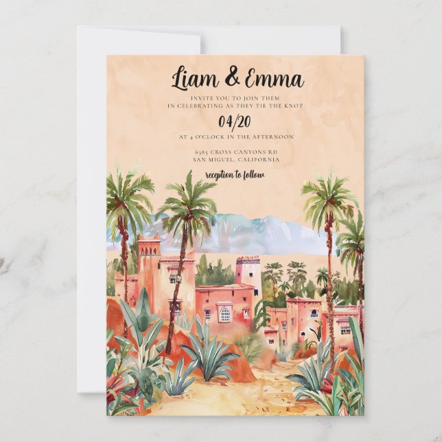 Marrakech Wedding Invitation destination wedding (Front)