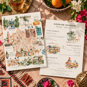 Marrakech Wedding Weekend Illustrated Itinerary Invitation