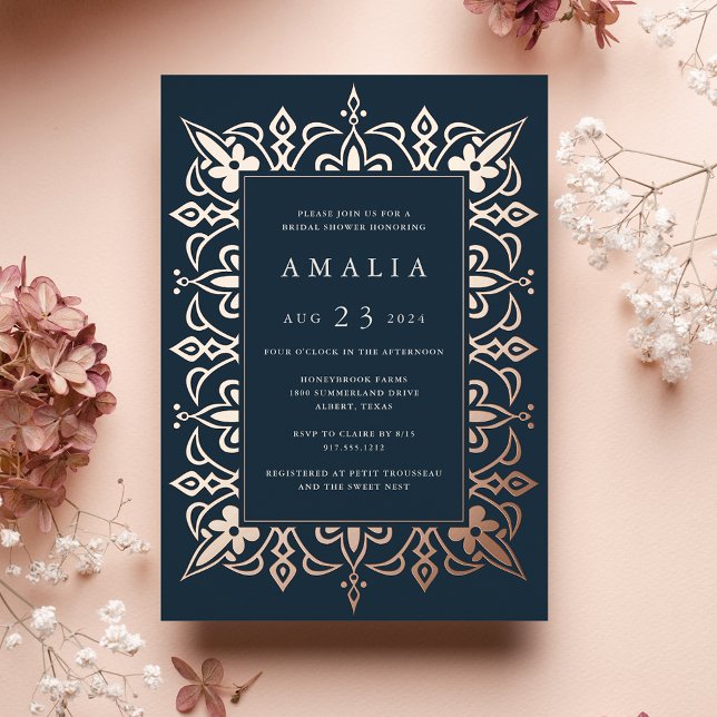 Marrakesh | Elegant Bridal Shower Navy & Rose Gold (Creator Uploaded)