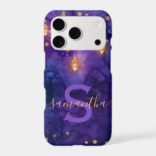 Marrakesh Midnight Lanterns & Gold Bokeh Monogram